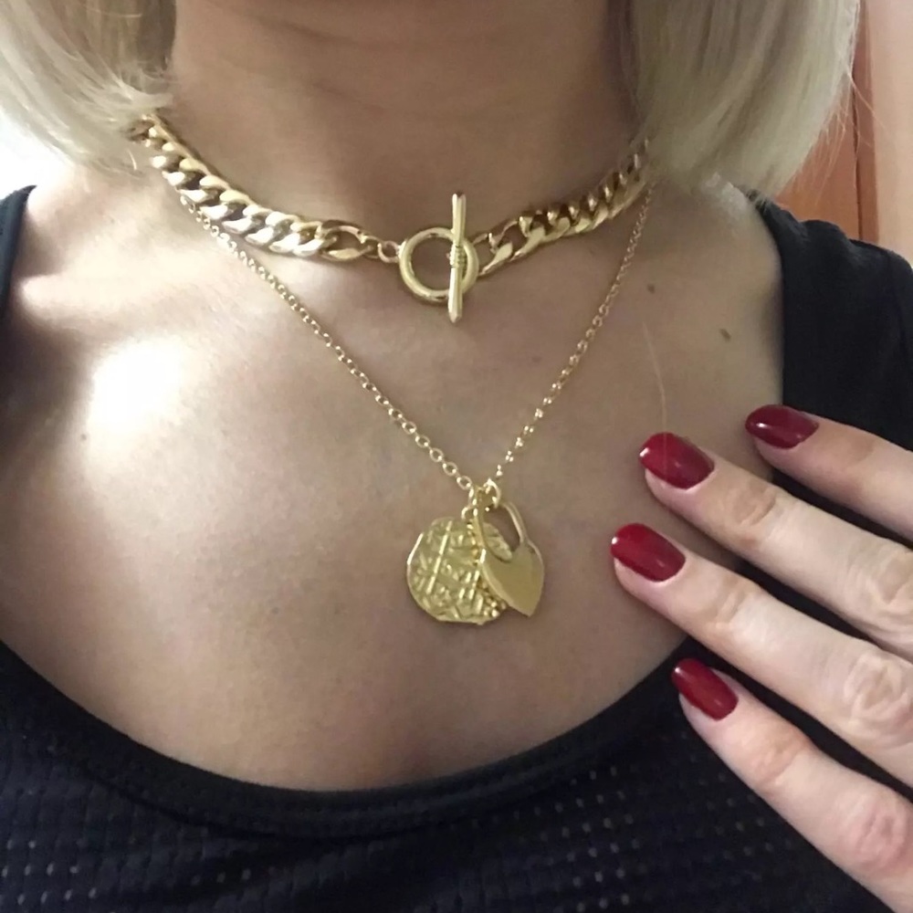 Gold Multi Layer Cuban Link Necklace - Picture 5 of 5